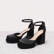 Zapatos de Tacón Alto Grueso con Plataforma para Mujer - Negro grafito - Ver 10