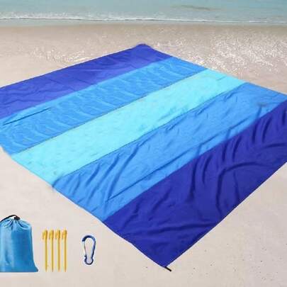 1pc Waterproof Beach Mat, Extra Large Waterproof Beach Blanket, Foldable Waterproof Pocket Beach Blanket, Portable Lightweight Picnic Beach Mat, Quick Dry Outdoor Picnic Mat, Waterproof Anti-Sand Beach Blanket, Anti-Sand Portable Outdoor Blanket, Ideal For Picnics, Travels, Camping And Hiking, Allowing You To Easily Enjoy Beach Fun, Size: 78.74x82.68 Inches