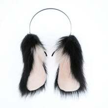 Cute Rabbit Ears Headband Long Furry Dog Ears Animal Cosplay Headband (D Black) - DBlack - Ver 3