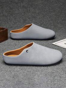 青少年闭趾男士2026春秋新款男士外套/拖鞋，简约舒适软底，男女同款半截拖鞋，时尚百搭鞋款 - 灰色 - 查看 3