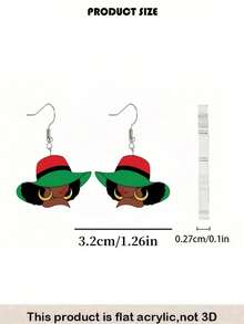 1 Pair Of Elegant And Sexy Women's Pendant Earrings, Acrylic Printed Design, Stainless Steel Ear Hooks, Lightweight And Stylish, Suitable For Everyday Wear, Parties, Celebrations, Holiday Gifts, Christmas And Other Occasions. - A - Xem 6