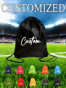 Customizable Backpack, Essential For Back To School Season. Customizable Gym Bag - Personalized Text/Logo, Drawstring Closure, Multiple Color Options (Purple, Pink, Etc.) - Suitable For Women, Soccer Gift, Ideal For Sports Enthusiasts, Sturdy , Sports Design, Travel Accessory, Gym Essential, Soccer Gift For Boys, Gift For Him, Gift For Her, Valentine's Day Gift, Ideal Valentine's Day Gift For Him - Multicolor - View 6