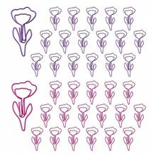 36pcs Flower Shape Paper Clips With Clear Box, Pink And Purple, Funny Cute Paperclips Bookmarks Planner Clips For Fun Office Supplies Schoolsss Gifts Wedding Decoration - Hoa 36 cái PP - Xem 2