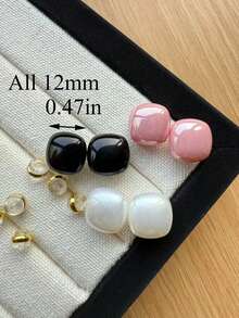 3对耳环套装，适合少女日常佩戴和节日场合。 - 方形 - 查看 7