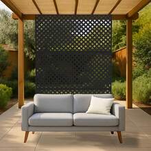 Pantalla de privacidad exterior de metal, valla de privacidad de acero galvanizado decorativa con soporte de 72 in h*47 in w, panel divisor de habitación para patio, deck, balcón, jardín, interior y exterior - Negro - Ver 7