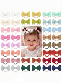 20/40Pcs Assorted Colors Soft Fabric Bow Elastic Hair Ties For Girls ,Soft Fabric No-Slip Breathable Hair Accessories For Easter Egg Hunt Spring Picnic Garden Party Daily Outfit Photo Prop - Multicolor - View 13