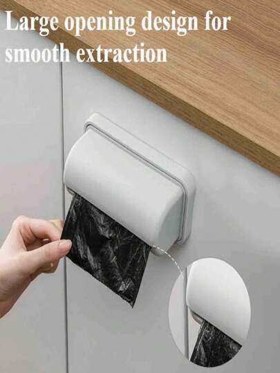 1pc Bathroom Trash Bag Holder, No Drilling Simple Wall-Mounted Collector, Wall-Mounted Plastic Bag Rack - Transparent Window Adhesive Garbage Bag Storage Box, Durable Plastic And Glass Storage Box, Suitable For Kitchen, Bathroom, Office, Home Organization, Trash Bag Rack, Kitchen Storage Solution, Modern Trash Bag Rack, Visible Content Design