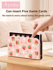 Ayotu 1pc Strawberry Pattern Protective Case, Fits Compatible With Switch/Switch OLED/Switch 2(2025) Dock, Holds 5 Game Cards, Protects Dock From Scratches And Dust - Multicolor - View 8