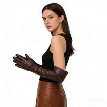 50cm Elegant Long Soft PU Leather Gloves, Smooth Surface, Suitable For Formal Occasions, Weddings, Cocktail Parties, Cosplay And Vintage Outfits. Breathable And Comfortable For All-Day Wear, Especially Suitable For Brides, Bridesmaids And Fashion Enthusiasts.,Travel,Festival,Party,Camping - A - View 2