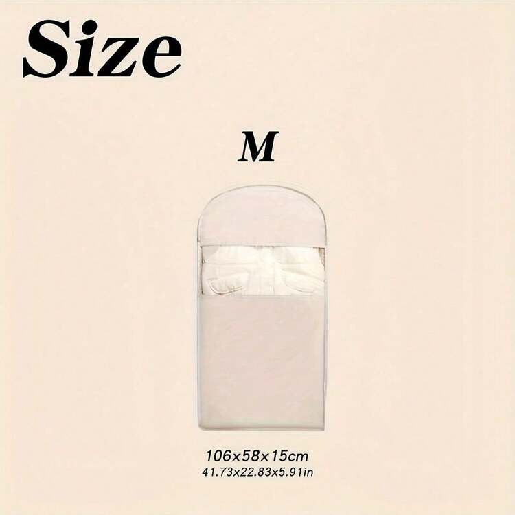 1 Compressible Hanging Garment Storage Bag With A Transparent Window - An Efficient Space-Saving Organizer For Suits, Jackets And Coats, White, With A Capacity Of ≥ 3.2 Cubic Feet, A Height Of ≥ 27 Inches, Zipped Closure, Suitable For Organizing In Wardrobes And Cabinets, With A Transparent Window Design, Capable Of Holding Multiple Items - Màu be - Xem 4