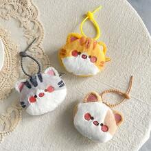 1pcs  1pcs  Cute Kitten Coin Purse, Cartoon Furry And Cute Cat Key Bag Pendant, Mini Bluetooth Headset Coin Storage Bag, Portable Small Items Pendant Bag - 彩色 - 查看 3