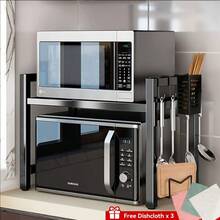 Prateleiras de padeiro - Prateleira de micro-ondas preta de três níveis - Ver 4