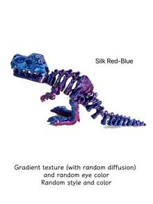 1pc 3D Printed Velociraptor Mini Dinosaur Series, Movable Joints Funny Toy, Room Decor Figurine, Men's Gift Skeleton Realistic Model - Multicolor - View 7