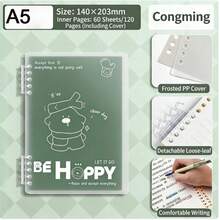A5防滑活页笔记本，可拆卸螺旋装订，高中生美观日记本，简约清新设计，课堂学习笔记文具 - 彩色 - 查看 12