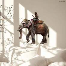 1件装骑象3D立体防水防油PVC墙贴，适合斋月节日常使用，卧室、厨房、客厅等场所。 - 彩色 - 查看 6