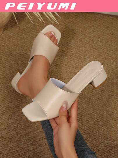 PEIYUMI Women's Casual High Heel Shoes, Minimalist Strap Design, Simple & Fashionable, Suitable For Outdoor Parties, Spring/Summer