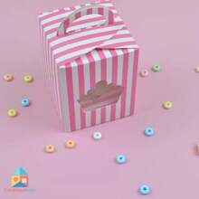 CYPN25 Cajas Individuales para Cupcake contenedor individual rosa para cupcake con inserto de ventana y asa empaque para magdalenas macarrones dulces galletas y regalosFashion - Rosa - Ver 5