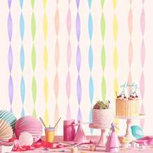 6 Rolls Crinkle Paper Ribbons, Random Style, Pastel Rainbow Colors, Suitable For Birthday Party, Wedding, Graduation, Mother's Day, Easter Decoration, DIY Crafts, Party Decor, Event Styling, Lightweight Material, Easy To Hang, Celebration Decoration, Party Planner, Event Organizer - Multicolor - View 8