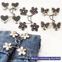 4件装锌合金心形可调节牛仔裤腰带 - 优雅简约金属牛仔裤纽扣，适用于女士裤子，腰部调节器，无需缝纫即可快速贴合，适合女性全年日常穿着 - 彩色 - 查看 8