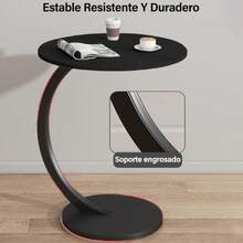 Mesas Laterales para Sala, Mesa Redonda de C,Mesita de Centro Mesita Auxiliar Minimalista Moderna,para Sala de Estar, Dormitorio(40*40*62cm) - Negro - Ver 3
