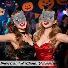 1pc Crystal-Studded Masquerade Mask For Women, CosplayProp,Sexy Accessory For Party & Bal Back To School - Multicolor - View 3