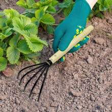 1 Piece Hand Rake With Long Handle Soil Loosening Tool Gardening Garden Tool Portable Rake Ground Rake With Wooden Handle - As Pic - View 6