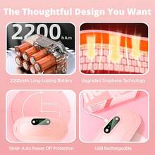 Portable Cordless Heating Pad For Period Cramps, 3-Second Fast Heating, 3 Heat Levels & 4 Massage Modes, Auto Shut-Off Waist Warmer For Sore Muscle Relaxation, Gift For Women Girls Girlfriend(Pink) - Pink - View 6