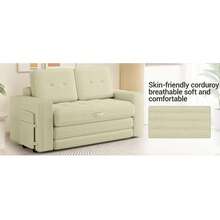 2 In 1 Convertible Sofa Bed, Pull Out Loveseat Boneless Couch, Sleeper Sofabed, Folding Couch Bed With Pillow For Living Room Bedroom, Beige - 米色 - 查看 6