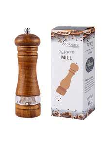6.5 Inch Wood Salt And Pepper Grinder Manual Mills With Acrylic Window Adjustable Coarseness Ceramic Grinding For Kitchen
