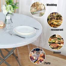 Sancua Clear Plastic 1OO% Waterproof Round Tablecloth - 54 Inch - Vinyl PVC Table Cloth Protector Oil Spill Proof Wipe Clean Table Cover For Dining Tables, Parties & Camping, Crystal Clear - CrystalClear54inchRound - View 8