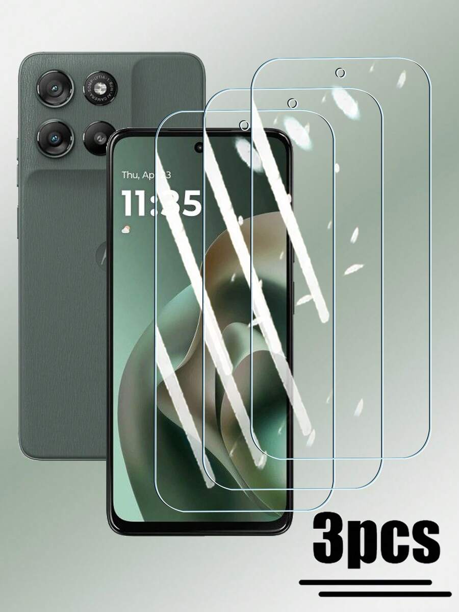 3片装钢化玻璃膜，兼容摩托罗拉 Moto G G67 G57 G66 G06 G86 G35 G34 G56 G55 G54 G84 G75 G15 G53 G04 G82 G05 G22 G14 G73 G72 G60 Power E15 E14 G Power Play 2025 2026，全覆盖式钢化玻璃屏幕保护膜，防水防震防摔防刮花。适用于日常、办公、家庭等各种场景。