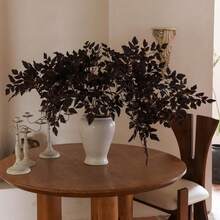 Artificial Fall Leaves Stems, 8 PCS Fall Decorations For Indoor Outdoor Halloween Than1ks 1giving Farmhouse Arrangement Decorations For Front Door Wedding Centerpieces In Autumn - 凌霄葉(黑紅色) - 查看 4