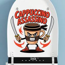 卡布奇诺刺客创意墙贴，PVC材质装饰墙贴，易于粘贴和移除，防水耐用，适合各种场所的墙面装饰。 - 彩色 - 查看 3