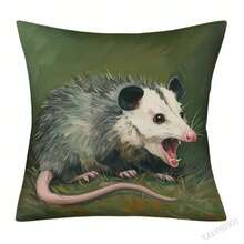 Modern Opossum Print Pillow Cover, 18x18 Inch, Farmhouse Decor With Single-Sided Animal Design, Envelope Closure & Machine Washable For Living Room, Bedroom, Sofa, Bed, Car, Bedroom Accent, Farmhouse Style, Polyester Pillowcase - 樣式 5 - 查看 5