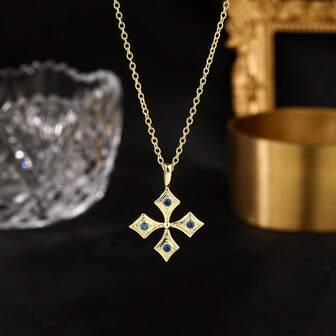 1 pieza Colgante de cruz chapado en oro de 18K de cobre con piedras de circonita verde, azul y blanca, collar de moda como regalo para mujeres, apto para uso diario