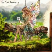2D 立体迷人亚克力仙女阳光捕捉器 - 奇幻花天使，完美适用于仙女花园、窗户装饰、客厅、卧室、门廊、办公室、走廊、厨房、浴室、户外悬挂装饰，奇幻窗饰 | Vibrant Fair - 彩色 - 查看 5