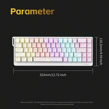 Teclado mecánico de juego AJAZZ 65% Mini, interruptor rojo, 68 teclas compacto con cable para oficina, NK68 V2 retroiluminación RGB, sensación mecánica ergonómica, accesorio de oficina, plug and play DIY, compatible con varios sistemas para juegos y oficina - Multicolor - Ver 11