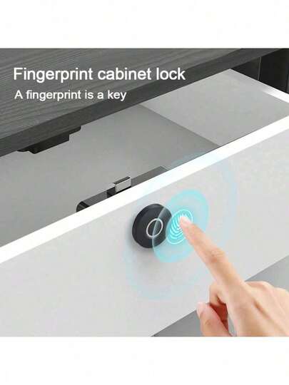 K16 Dual Door Fingerprint Cabinet Lock, One-Key Unlocking, Suitable For Home/Office, Compact ABS Smart Biometric Lock, Fits File Cabinet/Shoe Cabinet, Battery Powered (AAA Batteries Not Included), Easy Installation