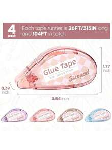 1 Pack Double-Sided Adhesive Rolls For Handicrafts (Applicable Scenarios: Scrapbook Tape, General-Purpose Adhesive Tape, Scrapbook Roller-Style Supplies, Diary Decoration, Office & Teaching Supplies; Suitable For Adults And Students), Specification: 0.3 Inches * 26 Feet - 1個顏色隨機 - 查看 4