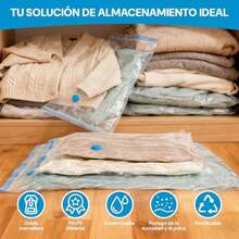 6 Piezas Bolsas de Almacenamiento al Vaco con Bomba Elctrica, Almacenamiento Reutilizable, Bolsas de Compresin para Ahorrar Espacio 80%, Almacenar Edredones ropa Almohadas Mantas (80 * 120 6 pcs) - 80*120 6 piezas - Ver 5