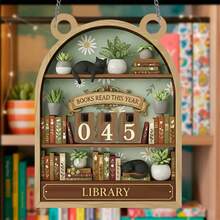 1 Set "Books I Read This Year" Personalized Reading Tracker Plaque, Featuring Cats & Succulents Decor, Cozy Reading Corner Decor Gift, Reading Challenge, Learning Hanging Decor, Desktop Accessory, Suitable For Multiple Scenarios, Perfect Gift For Book Lovers, Office Desk Accessory