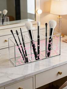 粉色蝴蝶结亚克力化妆刷收纳架，化妆刷整理盒，浴室梳妆台面收纳架，可放置化妆刷、铅笔、口红等，适用于厨房、卧室、客厅、浴室，是馈赠亲友的绝佳礼物，也可作为化妆包、化妆品收纳盒、洗漱包、桌面收纳盒使用。 - 彩色 - 查看 3