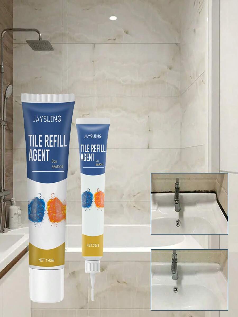 JAYSUING Tile Grout, Home Waterproof Anti-Mold Caulk, Kitchen & Bathroom Tile Crack Filler Sealant, Two-Component Tile & Floor Grout - Multicolor - View 1