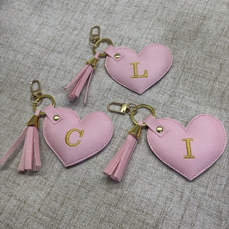Personalized Keychain With Initial - Baby Pink - View 1