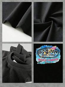 Women's-ShirtUnisex White Short Sleeve-Shirt - Retro Roy Jon Surf Shop Front & Back Graphic Print Vintage American Surf Aesthetic High-Quality Screen Printing Soft Cotton Casual Beach Vacation Topshirts,Clothes,White Top,Graphic Tee,Suitable Gym, Workouts, Everyday Casual Wear, And Street Style. Unisex - 黑色 - 查看 4