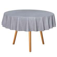 1OO% Waterproof Round PVC Tablecloth - 54 Inch - Oil Proof Spill Proof Vinyl Table Cloth, Wipe Clean Table Cover For Dining Tables, Buffet Parties And Camping, Grey - Grey54inchRound - View 1