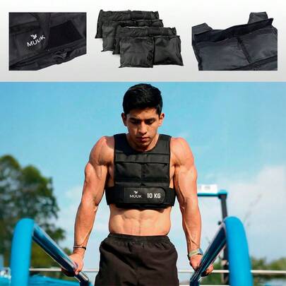 MUUK FITNESS Chaleco de Peso Ajustable para Entrenamiento 10 kg 20 kg 5 kg | Chaleco con Peso para Fitness, Cross Training y Fuerza | Resistente, Cómodo y Ajustable para Rutinas en Casa o Gimnasio