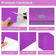 30 Sheets Purple Glitter Cardstock 8.5 X 11 Inches, 230gsm Premium Sparkling Card Stock Paper For Card MaFKing DIY Wedding Birthday Craft Party Decoration Schoolsss Student Supplies (Purple) - purple - 查看 5