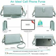 Women Small Crossbody Cell Phone Purse Wallet With RFID Card Slots And 2 Straps - Màu xám lớn của bạn - Xem 12