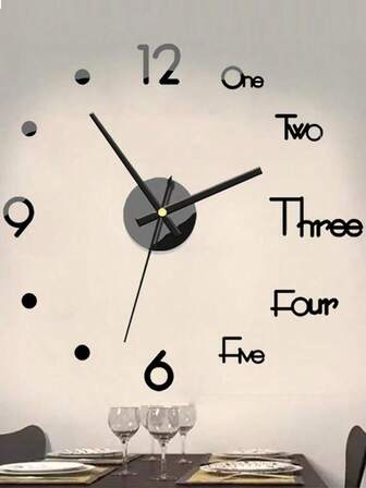 Orologio da parete 3D grande, orologio adesivo in acrilico senza cornice con meccanismo silenzioso - design moderno in bianco e nero, adatto per casa, scuola, ufficio, decorazione del soggiorno, decorazione della parete dell'ufficio | Orologio da parete minimalista | Orologio in plastica durevole, decorazione dell'orologio da parete